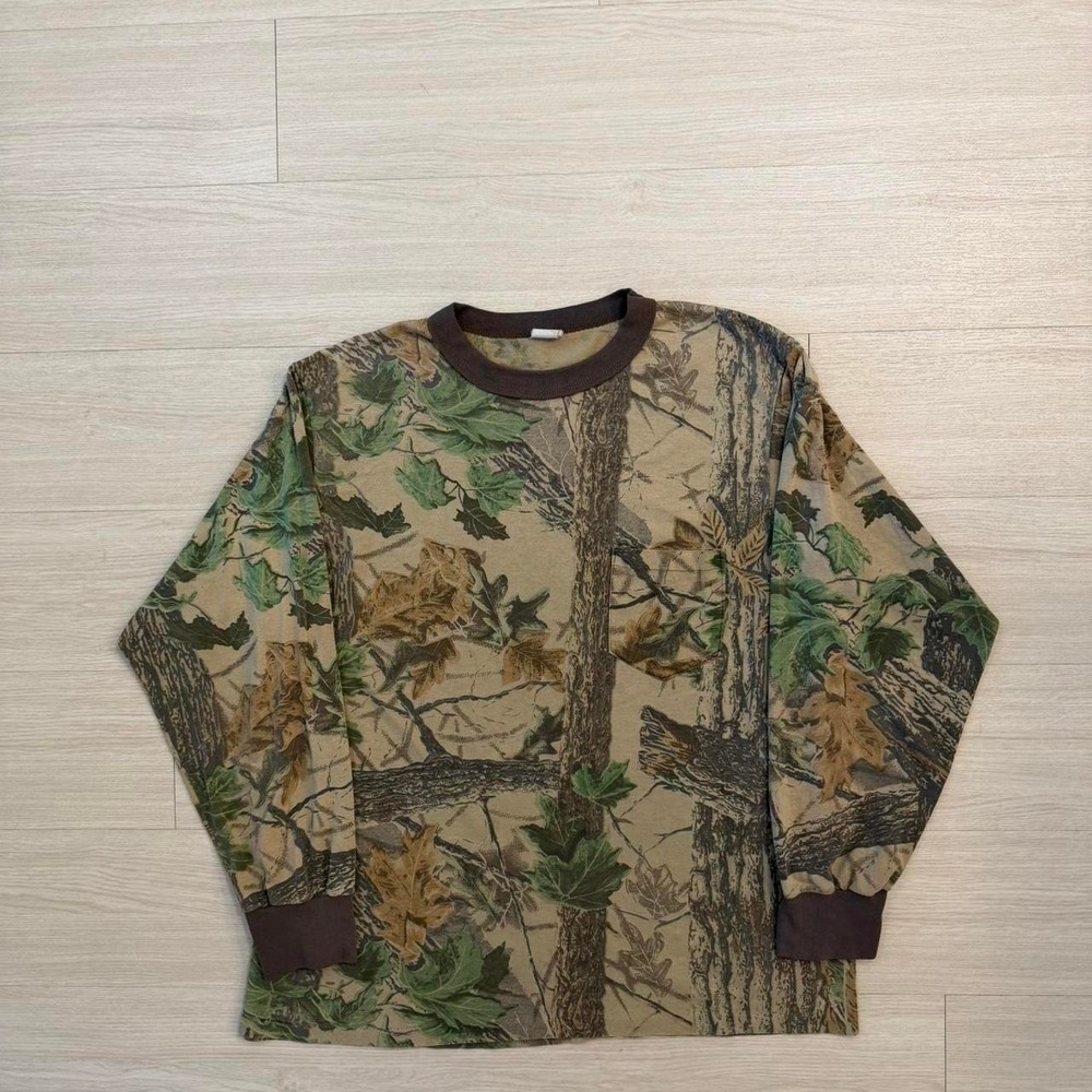 90's Realtree Single Stitch Camo Long Sleeve Pocket Shirt Men's Size Large